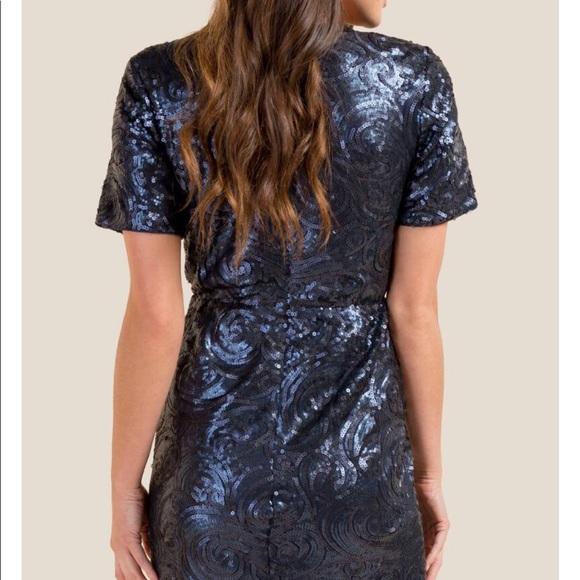 🔥🆕SALE🎉Navy Blue Sequin Mini Dress - Picture 3 of 7